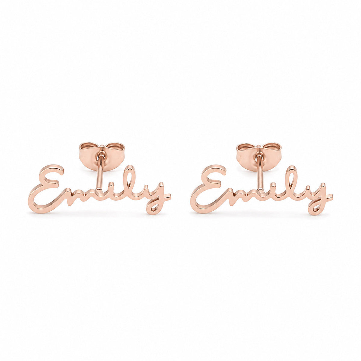 Customized Name Earrings in rose gold plating