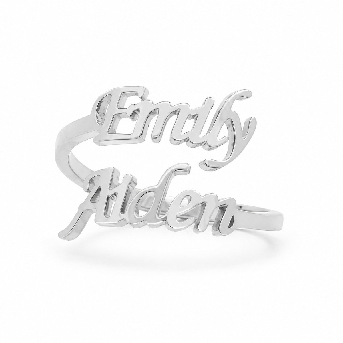 Customized Name Ring in silver plating