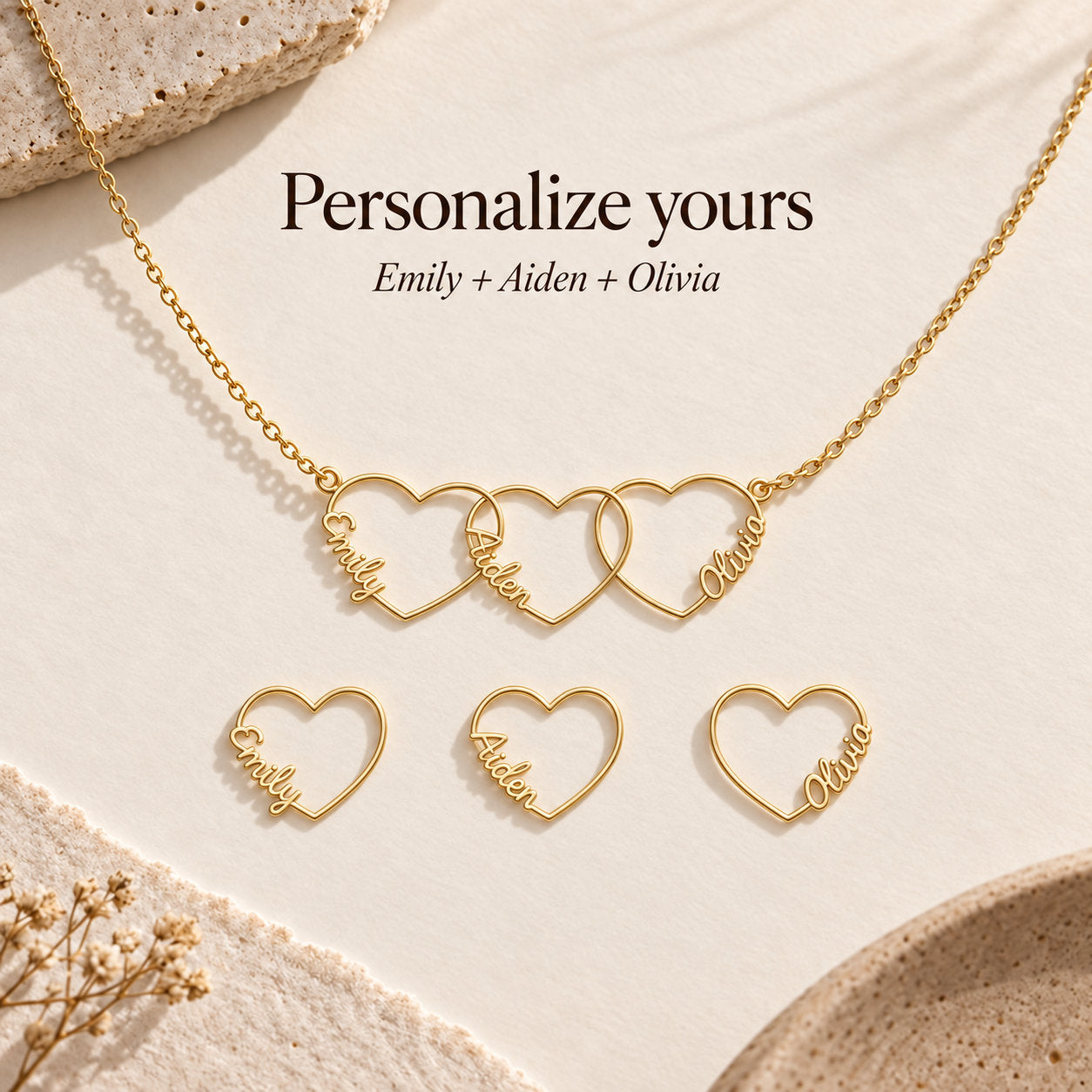 Personalized Heart Name Necklace - personalize yours options