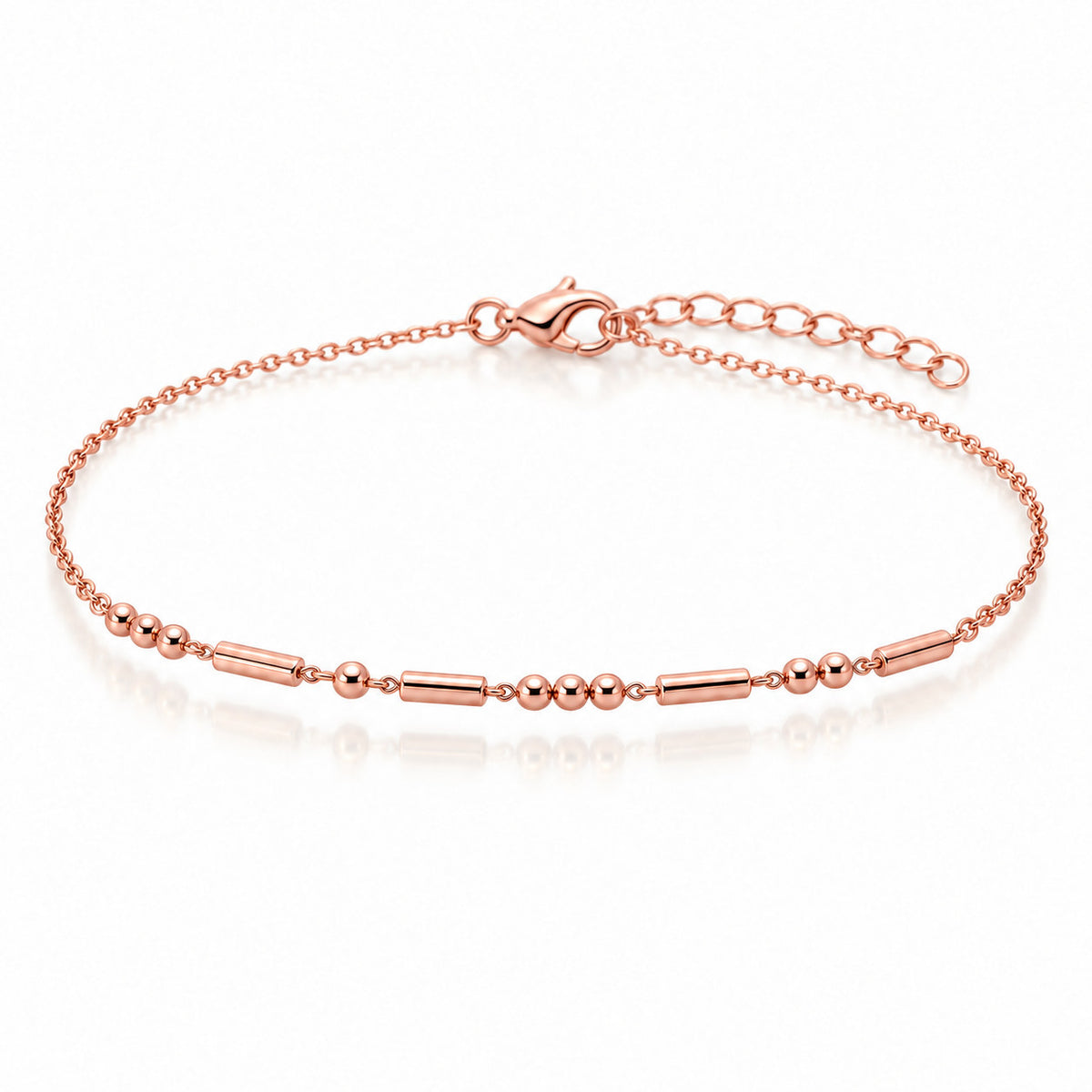 Morse Code Bracelet in rose gold plating