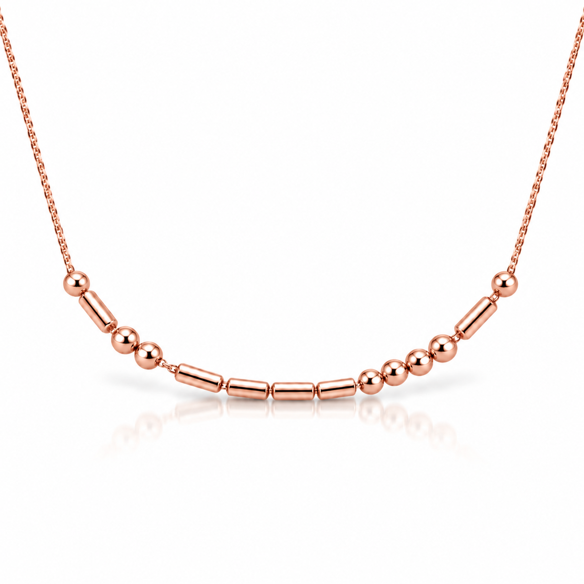 Morse Code Necklace in rose gold plating