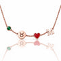 Personalized Birthstone Zodiac Initial Necklace in rose gold plating