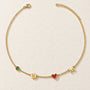 Personalized Birthstone Zodiac Initial Necklace laid flat with lobster clasp and extender chain